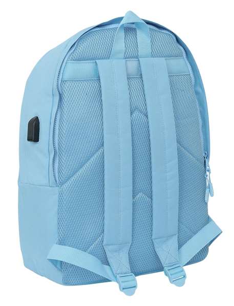 Safta MUNICH BASICOS Sac à dos double pour ordinateur portable 15,6 pouces avec port USB, couleur bleue, dimensions 31x44x18 cm