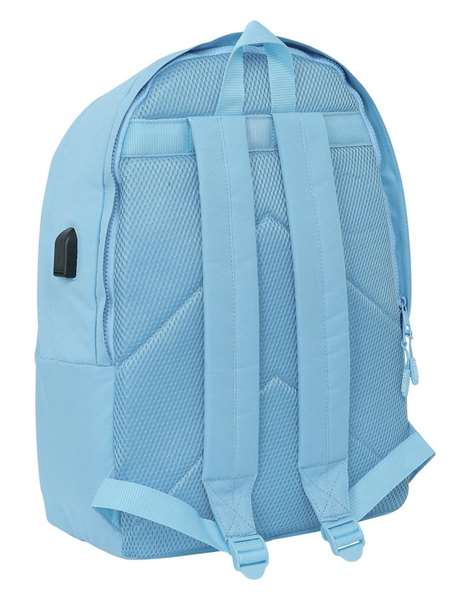 Safta MUNICH BASICOS Sac à dos double pour ordinateur portable 15,6 pouces avec port USB, couleur bleue, dimensions 31x44x18 cm
