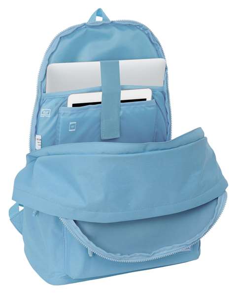 Safta MUNICH BASICOS Sac à dos double pour ordinateur portable 15,6 pouces avec port USB, couleur bleue, dimensions 31x44x18 cm