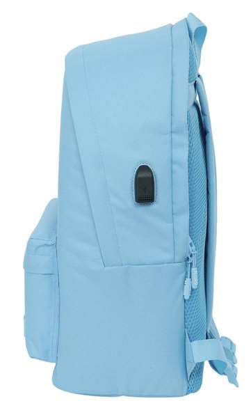 Safta MUNICH BASICOS Sac à dos double pour ordinateur portable 15,6 pouces avec port USB, couleur bleue, dimensions 31x44x18 cm