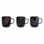 Tasse mug DKD Home Decor Porcelaine Noir Rose (11.5 x 8.5 x 10 cm) (3 pcs) (380 ml)
