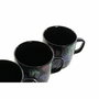 Tasse mug DKD Home Decor Porcelaine Noir Rose (11.5 x 8.5 x 10 cm) (3 pcs) (380 ml)