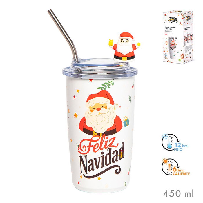 Funny Xmas Tasse thermique Papa Noël Feliz Navidad 450 ml Funny Xmas Tasse thermique Papa Noël Feliz Navidad 450 ml