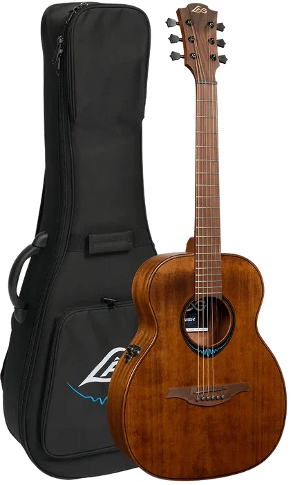 LAG Guitare Électroacoustique Folk Travel A/E Blue Wave 1, Table Cèdre Massif, Naturelle et Marron