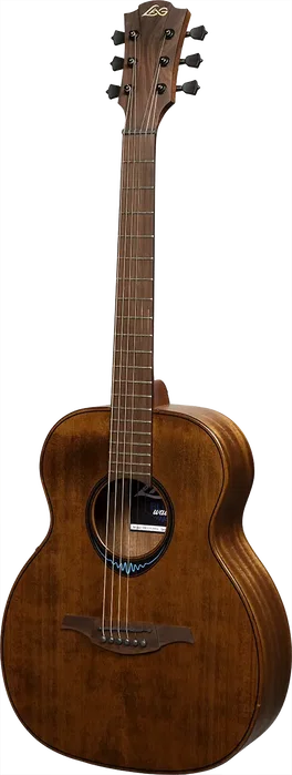 LAG Guitare Électroacoustique Folk Travel A/E Blue Wave 1, Table Cèdre Massif, Naturelle et Marron