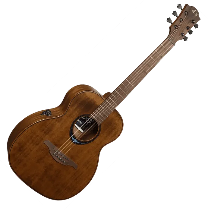 LAG Guitare Électroacoustique Folk Travel A/E Blue Wave 1, Table Cèdre Massif, Naturelle et Marron