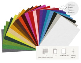 Innspiro Set de 22 feuilles de feutrine acrylique adhésive assortie 20x30cm