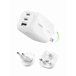 Belkin BoostCharge Pro 100W Chargeur USB-C avec adaptateur de voyage, Blanc