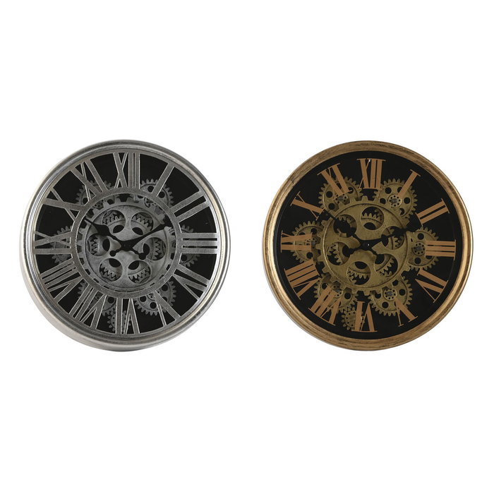Horloge Murale Home ESPRIT Noir Doré Argenté Métal Verre 25 x 6,3 x 25 cm (2 Unités) Horloge Murale Home ESPRIT Noir Doré Argenté Métal Verre 25 x 6,3 x 25 cm (2 Unités)