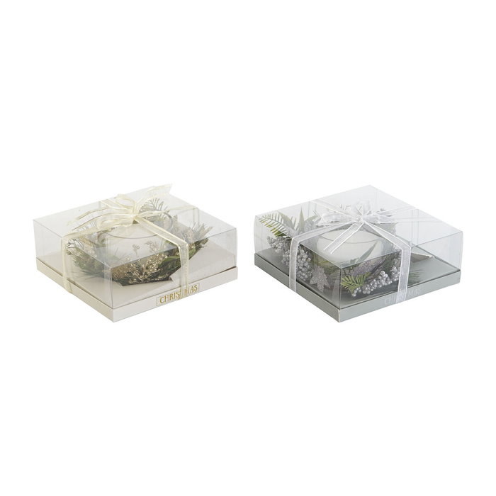 Bougie DKD Home Decor Doré Argenté Noël 21,5 x 21,5 x 8,5 cm (2 Unités) Bougie DKD Home Decor Doré Argenté Noël 21,5 x 21,5 x 8,5 cm (2 Unités)