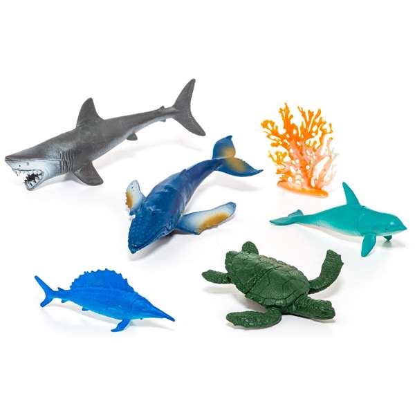 Molto - Figurines Monde Marin en Plastique - Boîte de 6 Pièces - Jouet Éducatif - À Partir de 3 Ans
