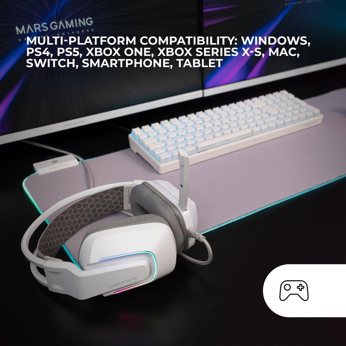 Casques avec Micro Gaming Mars Gaming MH-Strike Blanc