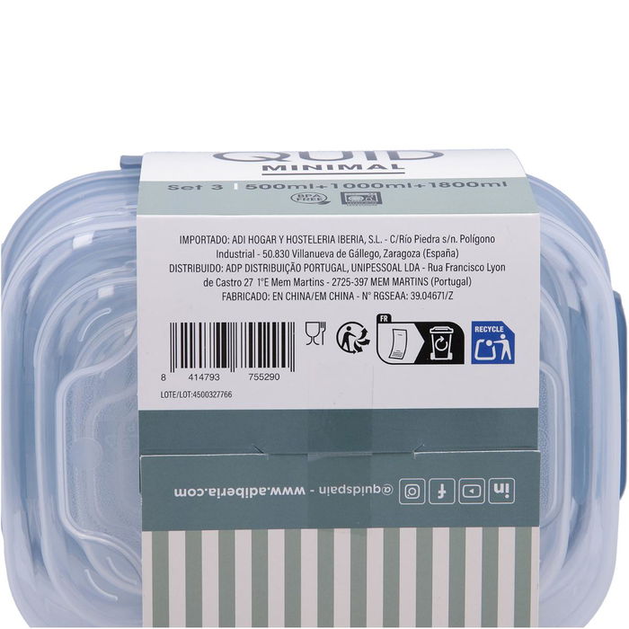 Quid Set 3 Récipients Hermétiques Plastique Minimal Vert 1800 mL-1000 mL-500 mL Quid Set 3 Récipients Hermétiques Plastique Minimal Vert 1800 mL-1000 mL-500 mL