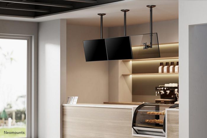 Neomounts FPMA-C050BLACK Support Plafond Inclinable et Pivotant pour Écran Plat jusqu'à 30" (76 cm) - Compatible VESA 75x75-100x100 mm - Capacité 20 kg