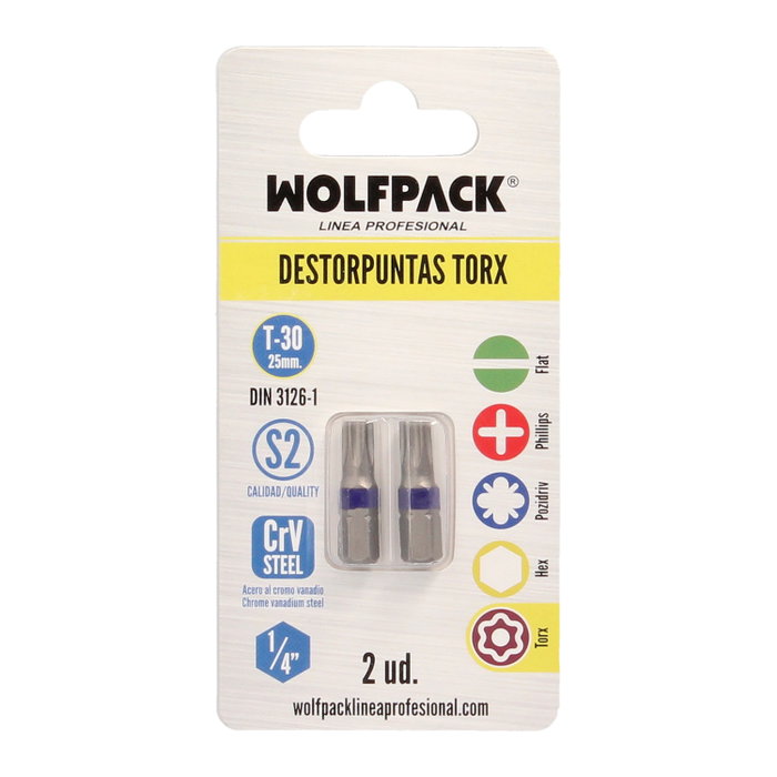 WOLFPACK LINEA PROFESIONAL Embout pour vis Maurer Torx T-30 (2 unités) WOLFPACK LINEA PROFESIONAL Embout pour vis Maurer Torx T-30 (2 unités)