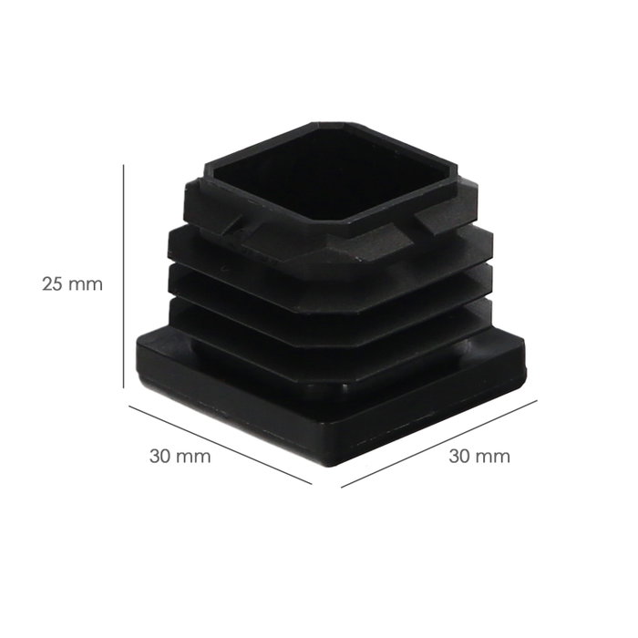 WOLFPACK LINEA PROFESIONAL Embouts de protection intérieurs carrés 30x30 mm, Noir, 200 unités