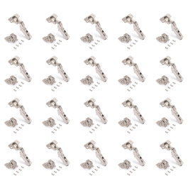 Emuca Lot de 20 charnières coudées X91 avec fermeture amortie et embases à visser, Nickelé