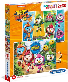 Clementoni Puzzle 2 en 1 Top Wings - 2 Puzzles de 60 Pièces - Unisexe Enfant - Jouet Créatif