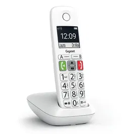 Gigaset Téléphone Fixe E290 Blanc - Grand écran rétroéclairé et touches larges - Mode Audio Boost - Répertoire 150 contacts - Mode Jumbo
