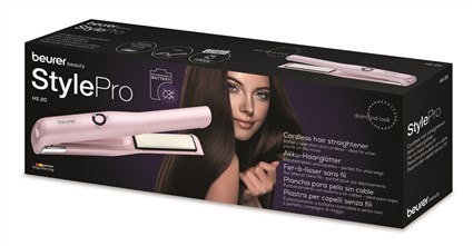 Beurer HS-20 Planche à cheveux sans fil avec batterie, portable avec capot protecteur résistant à la chaleur