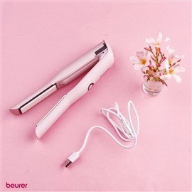 Beurer HS-20 Planche à cheveux sans fil avec batterie, portable avec capot protecteur résistant à la chaleur