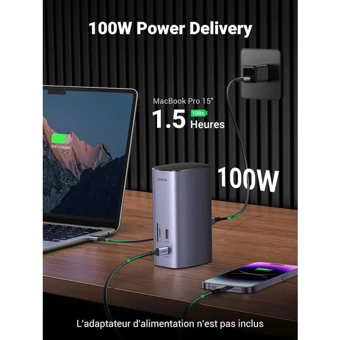 UGREEN Station d'accueil USB-C Pro, Hub Multiport avec HDMI, 3x USB-A, USB-C, Ethernet RJ45, Lecteur de Carte SD/TF pour Ordinateur Portable - Gris UGREEN Station d'accueil USB-C Pro, Hub Multiport avec HDMI, 3x USB-A, USB-C, Ethernet RJ45, Lecteur de Carte SD/TF pour Ordinateur Portable - Gris