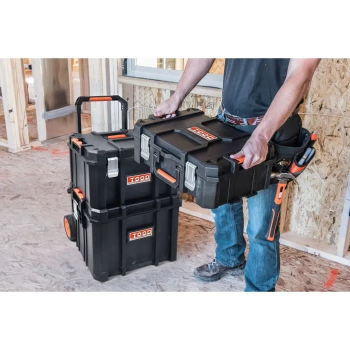 Tood - Mallette ou bac à outils étanche avec roues et poignée - Protection contre l'humidité, la poussière et les chocs - Dimensions 56x37x41 cm