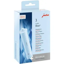 JURA Cartouche Filtre à Eau Claris Blue+ - Lot de 3 Pièces pour Machine à Café - Réduction Calcaire, Hygiène, Charbon Actif