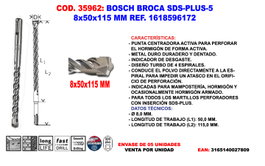 BOSCH Mèche SDS-PLUS-5 8 x 50 x 115 mm