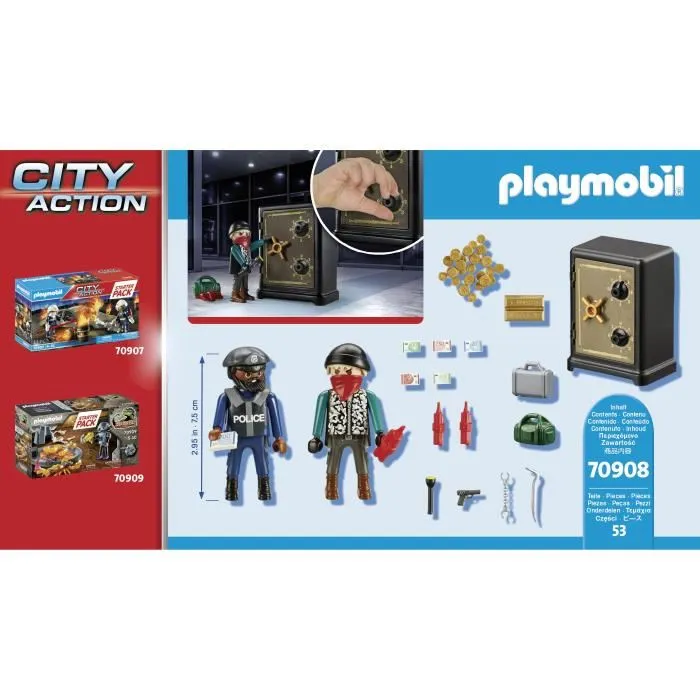 PLAYMOBIL Starter Pack Policier cambrioleur de coffre-fort - Coffret de jeu avec 2 personnages et accessoires, pour enfants dès 4 ans