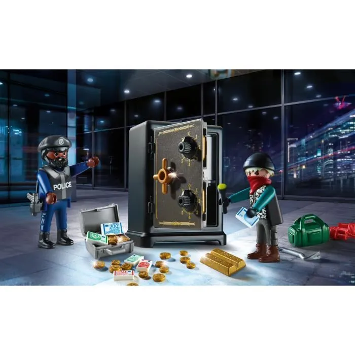 PLAYMOBIL Starter Pack Policier cambrioleur de coffre-fort - Coffret de jeu avec 2 personnages et accessoires, pour enfants dès 4 ans