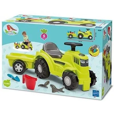 Ecoiffier Porteur Tracteur avec Remorque, Jeu d'Extérieur pour Enfant de 12 à 36 Mois, Siège Inclinable, Jouet de Jardin