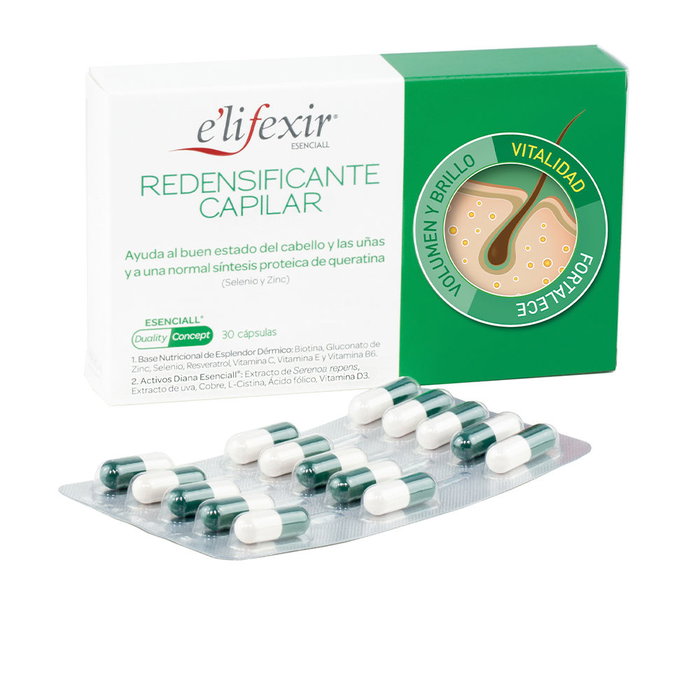 E'Lifexir Gélules Capillaires Redensifiantes ESENCIALL - 30 unités - Pour la Perte de Cheveux, Santé Capillaire, Peau et Ongles