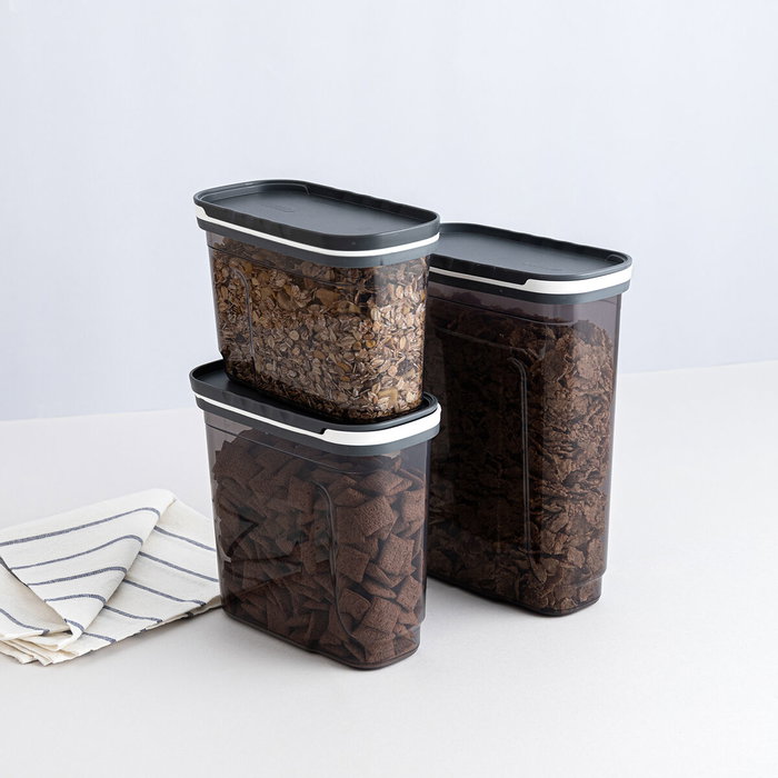 Quid Tarro de Plástico City Gris 1200 mL (19,9x9,5x13,3 cm) - Lot de 12, Conservation produits secs, Tapa cierre pression Quid Tarro de Plástico City Gris 1200 mL (19,9x9,5x13,3 cm) - Lot de 12, Conservation produits secs, Tapa cierre pression