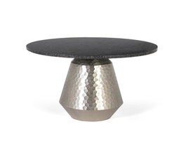 GINER Y COLOMER Table basse ronde en marbre noir et aluminium