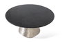 GINER Y COLOMER Table de Centre Ronde avec Plateau en Marbre Noir Jaspe et Base Conique en Aluminium - Meuble de Salon