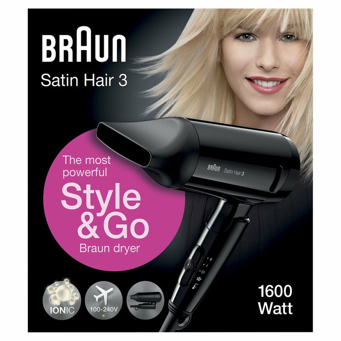 Braun Haircare Sèche-cheveux Satin Hair 3 HD350 Style & Go Noir (BRHD350E) - Style & Go Noir
