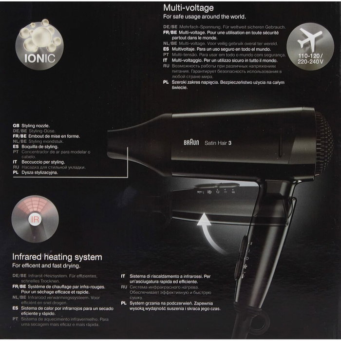 Braun Haircare Sèche-cheveux Satin Hair 3 HD350 Style & Go Noir (BRHD350E) - Style & Go Noir