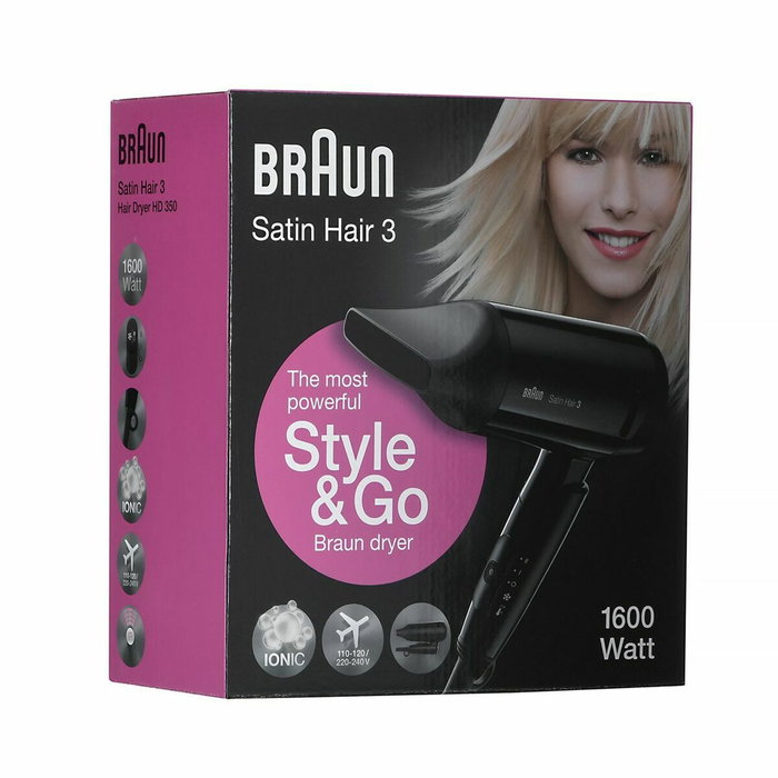 Braun Haircare Sèche-cheveux Satin Hair 3 HD350 Style & Go Noir (BRHD350E) - Style & Go Noir