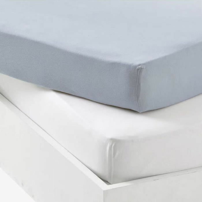 P'Tit Dodo Lot de 2 draps housse Jersey 100% coton 70 x 140 cm - Blanc et light blue P'Tit Dodo Lot de 2 draps housse Jersey 100% coton 70 x 140 cm - Blanc et light blue