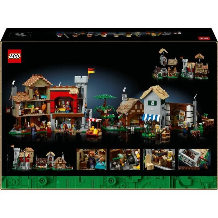 LEGO Icons 10332 La place de la ville médiévale - Set de construction pour adultes - 3304 pièces avec 8 minifigurines - Décoration intérieure