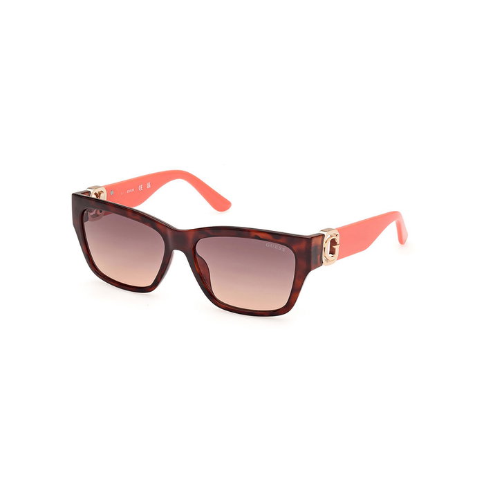 Guess Gafas GU00105 52F - Lunettes de soleil rectangulaires pour femme - Monture havane sombre, verres brun dégradé - 56 mm