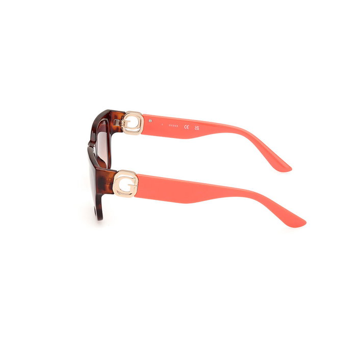 Guess Gafas GU00105 52F - Lunettes de soleil rectangulaires pour femme - Monture havane sombre, verres brun dégradé - 56 mm