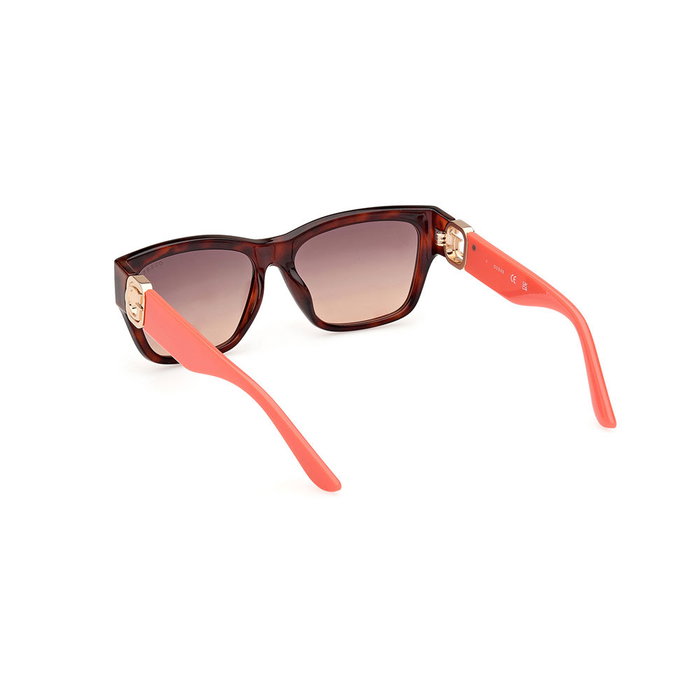 Guess Gafas GU00105 52F - Lunettes de soleil rectangulaires pour femme - Monture havane sombre, verres brun dégradé - 56 mm