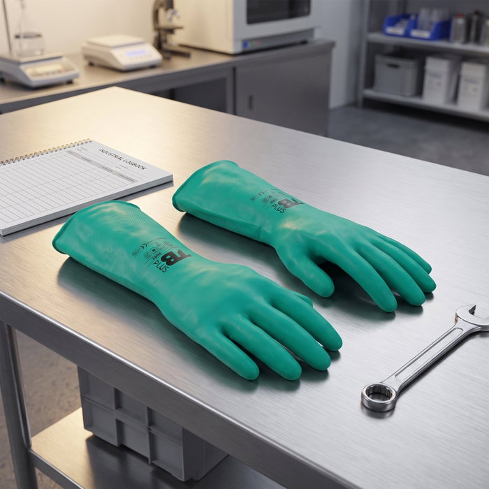 DUVER Gants en Nitrile Vert Flocé 9009F Taille M