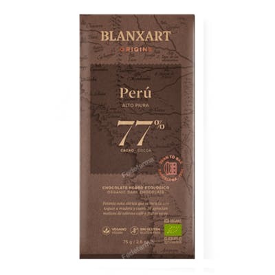 BLANXART Chocolat noir écologique 77 % Pérou 75 g BLANXART Chocolat noir écologique 77 % Pérou 75 g