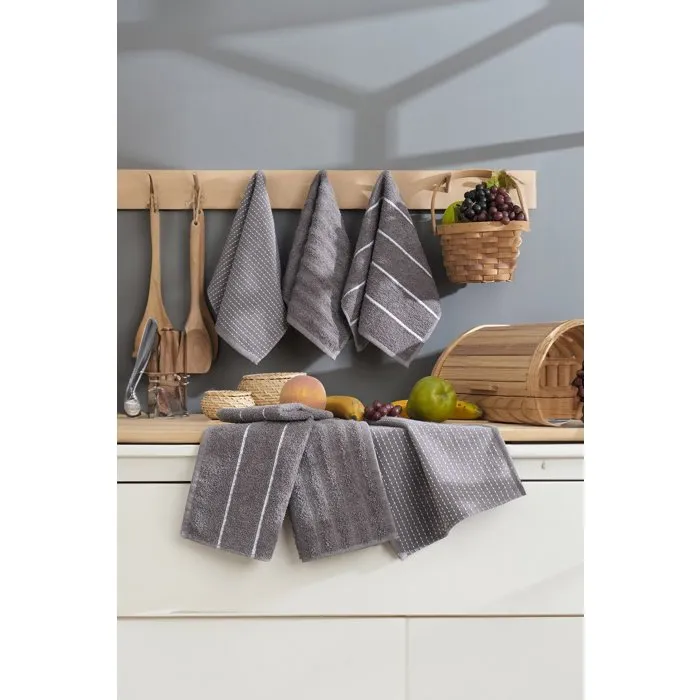 Ensemble de 6 serviettes de toilette 30 x 50 cm - Gris anthracite Ensemble de 6 serviettes de toilette 30 x 50 cm - Gris anthracite