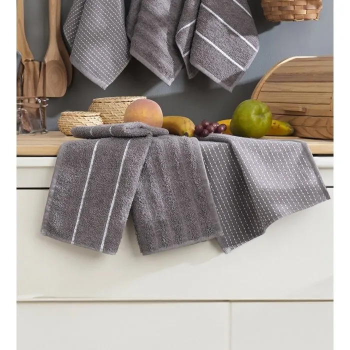 Ensemble de 6 serviettes de toilette 30 x 50 cm - Gris anthracite Ensemble de 6 serviettes de toilette 30 x 50 cm - Gris anthracite