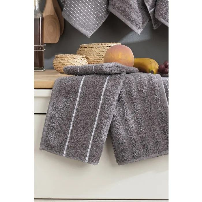 Ensemble de 6 serviettes de toilette 30 x 50 cm - Gris anthracite Ensemble de 6 serviettes de toilette 30 x 50 cm - Gris anthracite