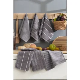 Ensemble de 6 serviettes de toilette 30 x 50 cm - Gris anthracite